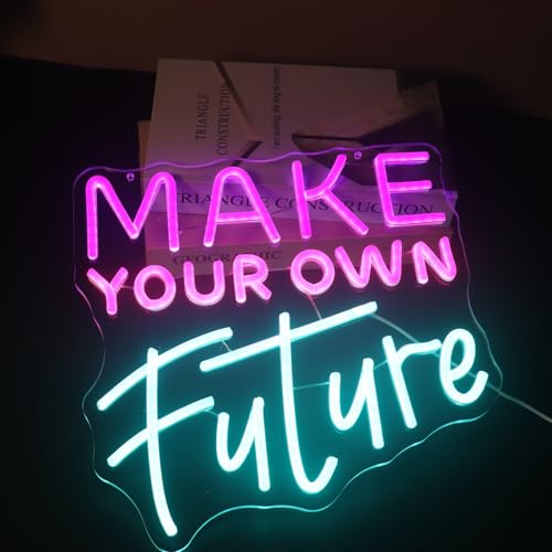 Image of inchMake Your Own Future inch Neon Sign, Feminine Motivational Neon Light for Women Girls Room, Inspiring LED Wall Art, Dimmable USB Decor with Hanging Kit, Empowering Gift for Her