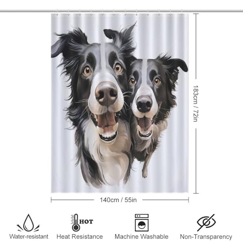 Rideau de douche chien tissu lavable imperméable polyester pour baignoire