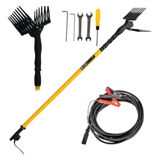 Crisalide® - Vareador para aceitunas, recoge aceitunas profesional con peines de tecnopolímero - Alta productividad y delicadeza sobre las plantas, barra telescópica y cable de 15 m, tensión 12 V.