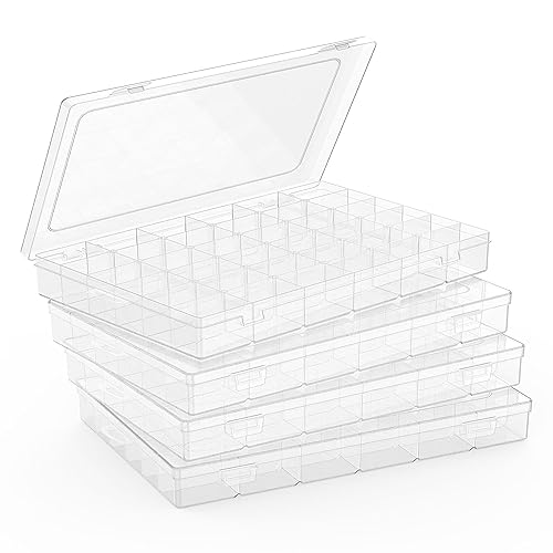 Goiio GO-2308021421 4 Pack Plastic Organizer Container Box, 36 Grids Clear Plastic Parts Organizer Box, For Beads, Art Diy, Crafts cover
