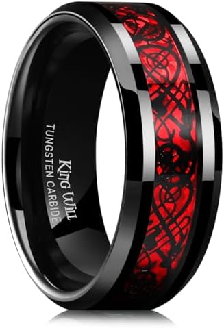 King Will Mens Gold/Silver Celtic Dragon Tungsten Wedding Band 8mm Size 9-13