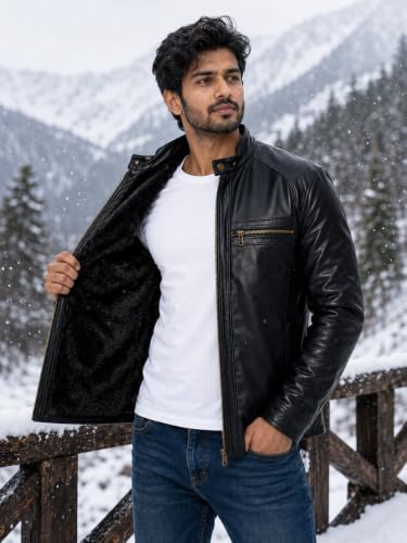 Image of Genuine Leather Jacket for Men | Pure Sheep Leather Jacket for Men | Original Leather Jacket for Mens | Biker & Casual and Winter Jacket No Fur