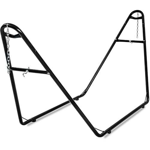 gafete Universal 2 Person Hammock Stand Only, 600 lbs Capacity, Fits 9 to 14ft Hammocks, Adjustable Double Heavy Duty Powder-Coated Steel Stand for Outside, Multi-Use (Black)
