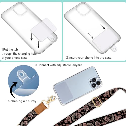 Image of Piefly Cell Phone Lanyard Crossbody Wrist Strap Adjustable for Women Goth | Travel Daily Cruise, Around the Neck, Hands-free, Universal, Fit Keys ID badge, Accessories, Compatible with Most Smartphones
