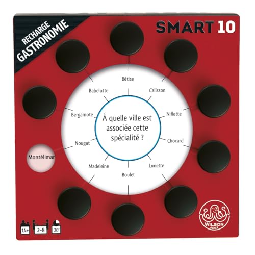 Wilson jeux | Smart 10 French Version | Gastronomy Theme Refill | 50 Double-Sided Cards and 100 New Questions | Replace Cards in Your SMART10 Case or Mixer Questions
