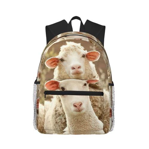 Sac à dos d'école étanche avec motif mouton mignon pour collège et voyage décontracté