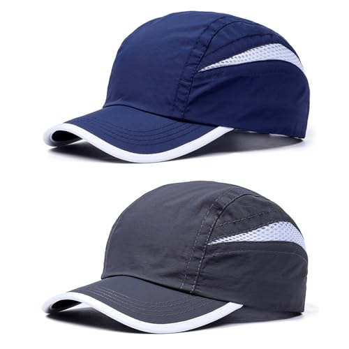 AYPOW 2 Packs Gorra de BéIsbol para Hombre Mujeres, Gorra Running de Transpirable de Secado Rápido, Sombreros de Verano de Protección Solar Viseras Ligera Plegable al Aire Libre con Hebilla Ajustable