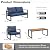 COMLAX FIELD Patio Furniture Set, 4 Pieces Outdoor Patio Furniture with Coffee Table Set, Metal Patio Conversation Sets with Washable and High-Resiliency Sponge Cushions, Upgrade Blue
