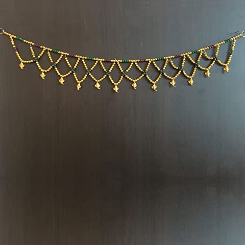 Image of Handmade Door Hanging Round Moti Latkan Style Bandarwal Toran (TMR-13) -Diwali New Year Inauguration Wedding Festival Home Decor Pooja (40 Inch X 6 Inch)