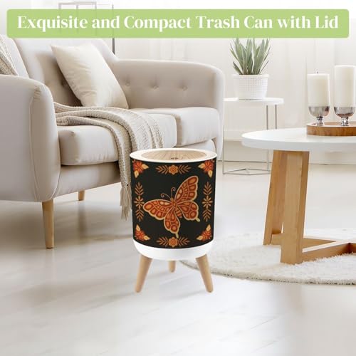 Pequeña caneca de basura con tapa y patas 7L redonda miniatura 2