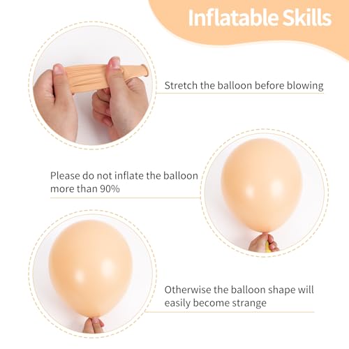 Image of RUBFAC 129pcs Nude Balloons Different Sizes 18 12 10 5 Inch, Boho Beige Apricot Balloon Garland Arch Kit for Party Decoration Gender Reveal Graduation Wedding Anniversary Baby Shower Party Supplies