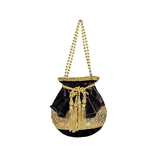 DADI NANI POTALIS Makhmal Potli Bag Golden Lace Work For Women Ideal For Parties, Weddings, Gifting, Festivals