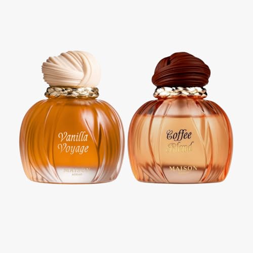 MAISON ASRAR Perfumes Bundle MINI Travel Size Vanilla Voyage and Coffee Blend Eau de Parfum Fragrance Spray for Women 25ml / 0.84 fl oz