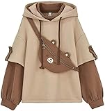 WFIAOUESS New Cute Brown Bear Hoodie for Womens,Brown Bear Hoodie for Womens Long Sleeve Kawaii Sweatshirts (13,M)