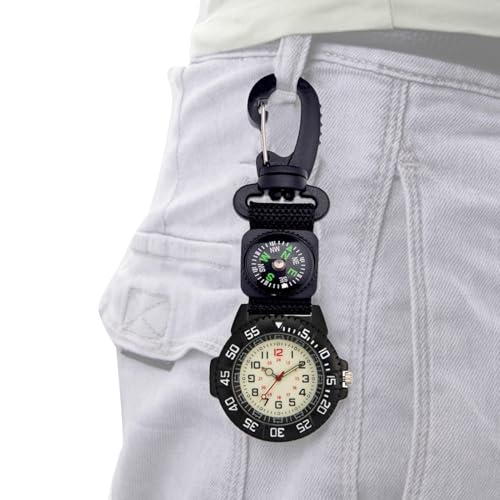 Rechory Armbanduhr mit für Herren, Sportuhr mit Karabiner, wasserdicht, leuchtet im Dunkeln, für Überleben, Damen, Herren, Outdoor, Klettern, Jagd, Camping,