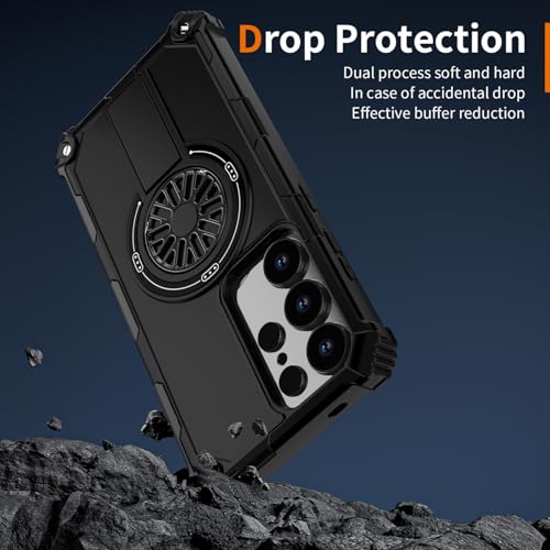 Coque magnétique pour Galaxy S23 Ultra noir avec support compatible Mag-Safe
