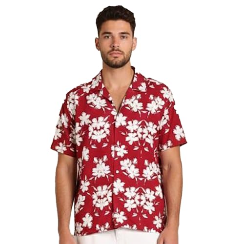 Image of LSD Men's Printed Casual Shirt - Half Sleeve Cuban Collar Regular Fit Trendy Stylish Viscose Shirt for Men, Office Party