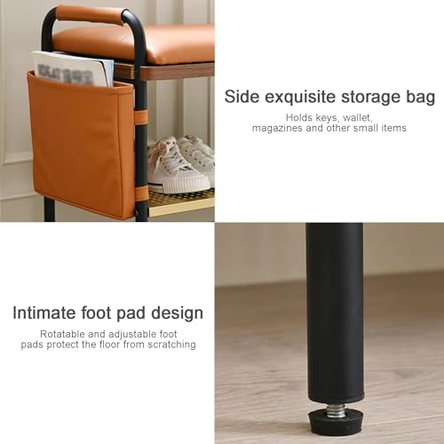 Meuble range-chaussures 2 niveaux avec banc en métal d'entrée