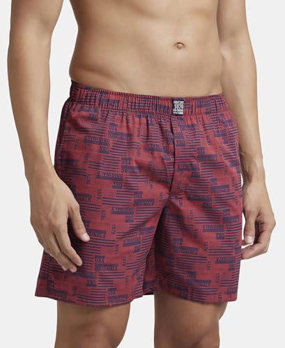 Image of Jockey US57 Men's Super Combed Mercerized Cotton Woven Printed Boxer Shorts with Side Pocket (Pack of 2 Prints May Vary)
