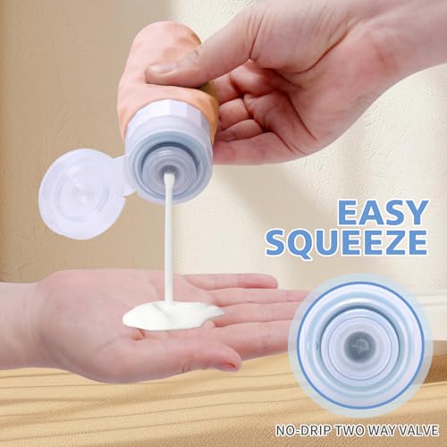 Image of Silevoler Travel Bottles for Toiletries, 4pcs Tsa Approved 3oz Travel Size Containers, BPA Free Leak Proof Premium Silicone Bottles, Refillable Liquid Squeezable Accessories W /Toiletry Bag(Bright)