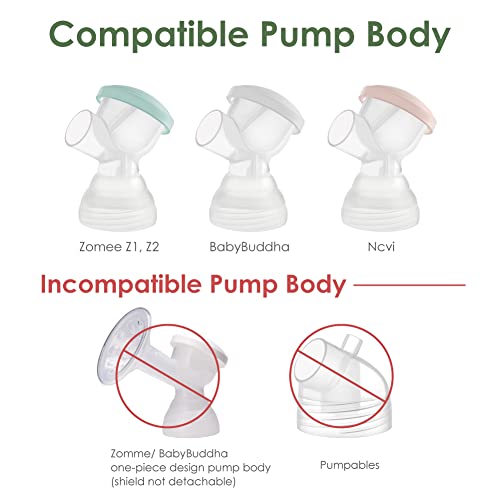 Image of Maymom MyFit 17mm Shield & Shield Converter Compatible with Zomee Pump Body, NCVI Connector, Babybuddha Detachable Pump Body; Not Original Zomee Pump Parts; 2pc