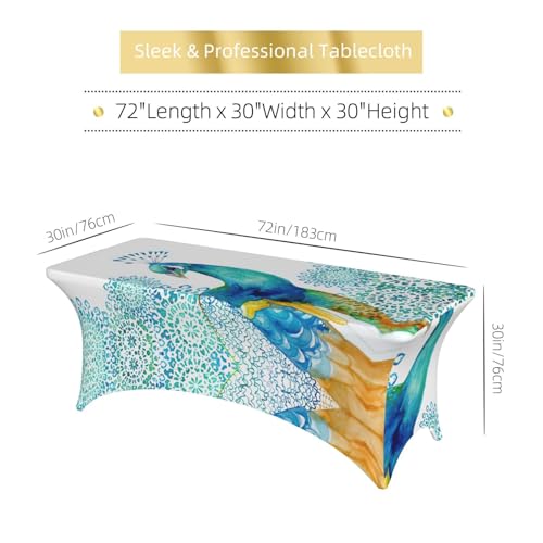 Nappe extensible paon 1,8m en élasthanne pour buffet de fête - 7