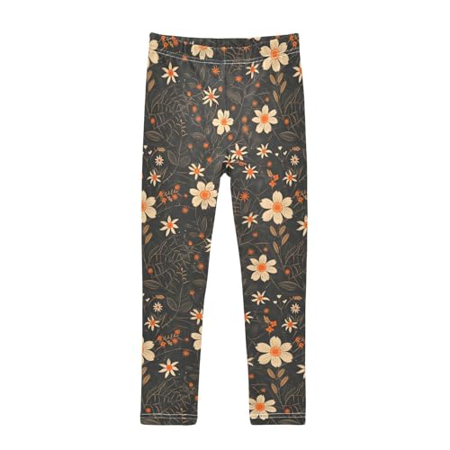 Girls Leggings Halloween Flower Spider Web Soft Toddler Leggings for Girls Kids Pants Size 4T-10T