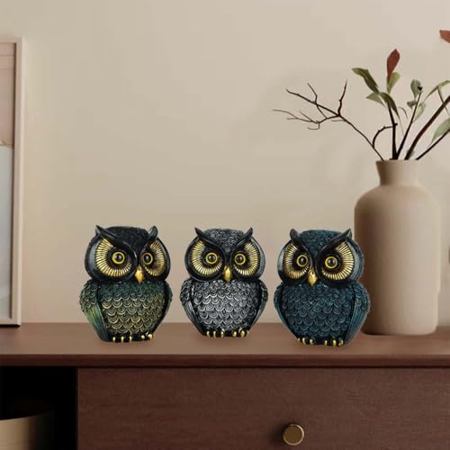 Owl Figurines Resin Statue Home Decor Sculptures Ornament for Bookshelf Living Room,Housewarming Gift