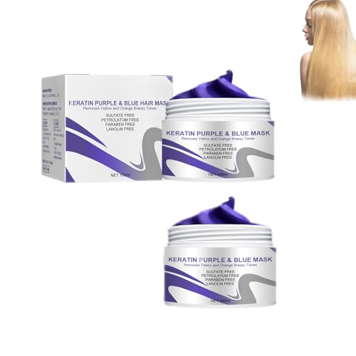 Mikabila (05)100ml*2 Mascarilla de Pelo Morado,Mascarilla de Pelo Morado, Tinte matizador Violeta para Cabello Rubio,Tinte Matizador Violeta para Cabello Rubio, Para Pelo Decolorado Hair Mask