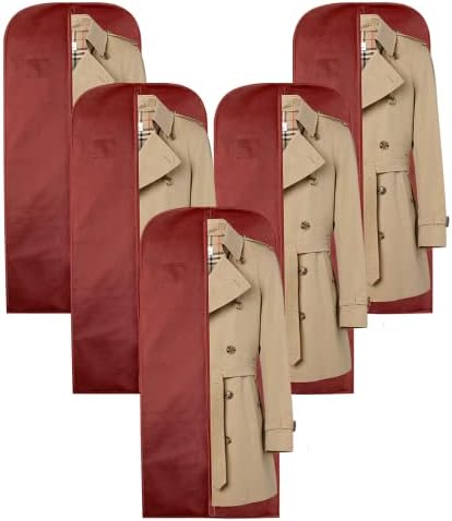 Wedcova UK Pack of 5 Black Suit Covers for Men | Garment Bags Moth Proof | Storage Bags with Zips for Clothing