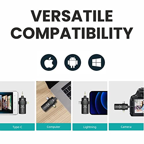 Mcvem Dual Wireless Lavalier Lapel Microphone For Iphone, Android, Camera 2 Cordless Mics Plug And Play 2.4G Noise Reduction Chip 7 Hour Working Time For Two-Person Creator #TOP3