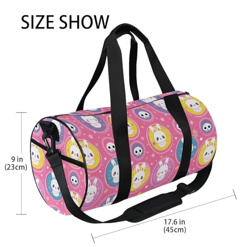 Cartoon Rabbit Sports Duffel Bag Durable Full Print Barrel Gym Bag with Multiple Pockets, Adjustable Shoulder Strap Ideal for Sports Gym Training Travel and Outdoor Use4