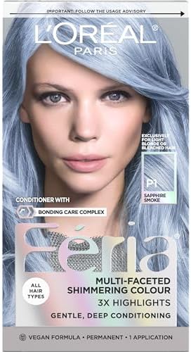 L'Oreal Paris Feria Multi-Faceted Shimmering Permanent Hair Color, 411 Sapphire Smoke (Smokey Blue), Pack of 1 Hair Dye Kit