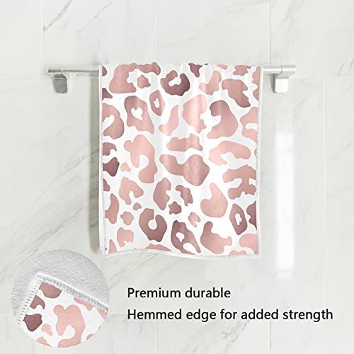 Pink Cheetah Hand Towel Rose Gold Leopard Print Fingertip Face Towels Cotton Soft Absorbent Luxury Kitchen Dish Cloth Washcloths 30 X 15 Inch For Bathroom Guest Gym Hotel Spa Yoga Sport Home Decor #TOP1