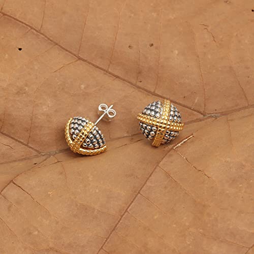 LeCalla 925 Sterling Silver Stud Earrings Jewelry Lightweight Two-Tone Antique Filigree Stud Earrings for Women Gifts for Her3