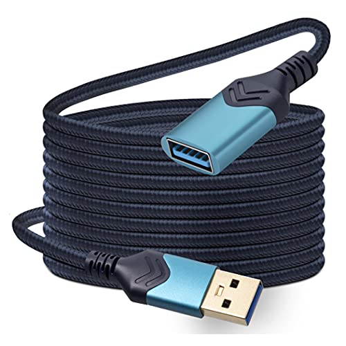 Image of USB 3.0 Extension Cable, 15FT High Speed Extension Cable USB A Male to Female Extension Cord for Playstation /Xbox /Flash Drive /Card Reader /Hard Drive /Keyboard /Printer /Scanner (Dark Blue, 1Pack 15FT)