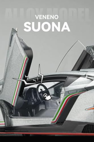 Image of Diecast Car for Lambo Veneno Model Car 1 /24 Scale Sports Toy Vehicle Door Can be Opened Toy Car Front Wheel Steerable (White)