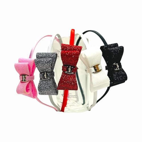 Sequin Bow Hairband for Women, Girl & Kids | Sequin Hair Band Stylish Hair Accessories (Multicolor, Pack of 6 pcs)