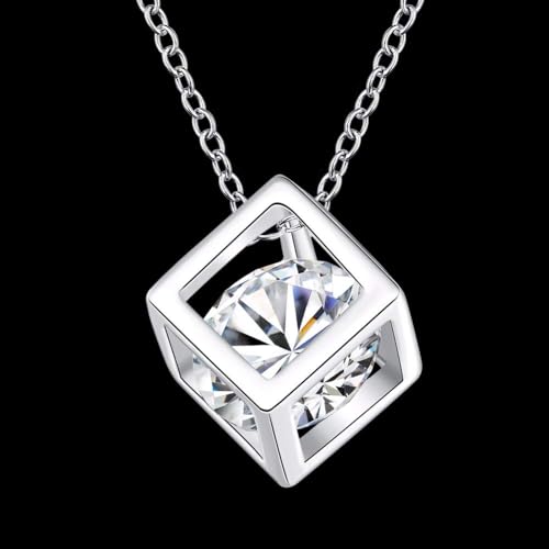 Collier cube argent 925 boîte carrée style urbain - 3