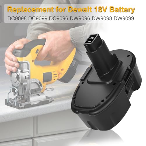 2 Packs 4.5Ah Ni-Mh Replacement for Dewalt 18V Battery DC9096 DW9098(Black) by Fhybat - Used condition - Image 2