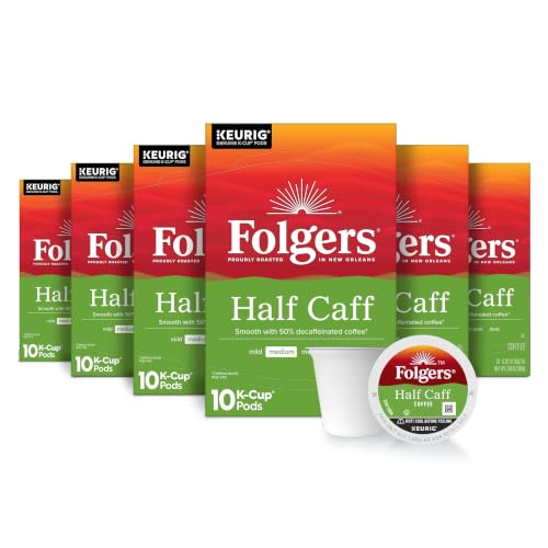Folgers Half Caff Coffee, Medium Roast, Keurig K-Cup Pods, 60 Count