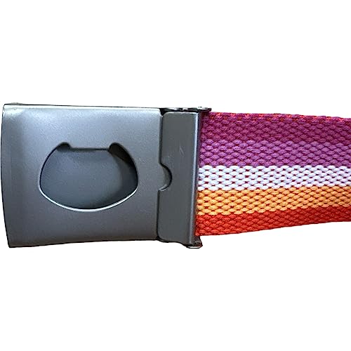 LGBTQIA+ Sunset Lesbian Adjustable Canvas Belt with Bottle Opener Buckle2