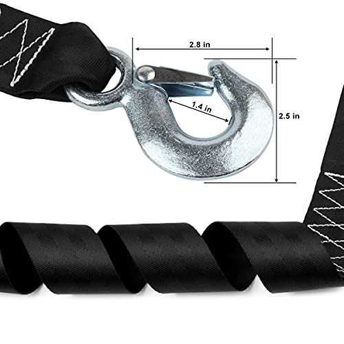 Jchl Trailer Marine Boat Winch Strap With Hook Replacement, 2" X21' Tie Downs-Boat Winch Strap 6600Lb Capacity For Atv Jetski Trailer Boat Wave Runner Towing Heavy Duty Equipment Black #TOP2