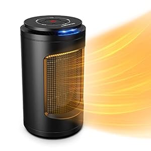 OBERSTER 12ARBLACK Ventilatieverwarming, stil, elektrisch, energiebesparend, met thermostaat, 70 graden draaibaar, led-display, 1-9 uur, snel 1200 W, voor woonkamer, huis, slaapkamer, kantoor