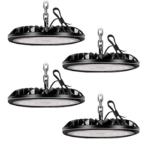 4pcs 200W UFO LED Industrielampe,Wasserdicht IP65 Industrielle Lampe 6500K Industrielle LED Kommerzielle Beleuchtung ,für Garage, Fabriken, Werkstatt, Flughafen, Turnhalle, Keller [Energieklasse F] Cover