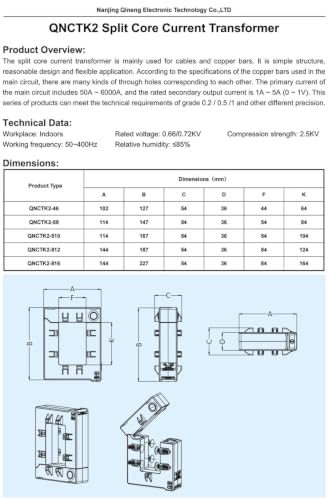 Transformador de corriente núcleo dividido QNCTK2-812 sensor CA 800A 3