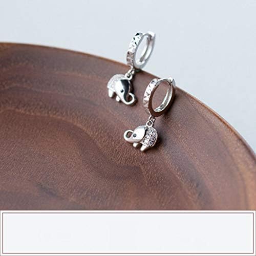 Cute Elephant Dangle Sleeper Hoop Earrings for Women Teen Girls 925 Sterling Silver Dainty CZ Crystal Animal Drop Cartilage Earring Huggie Hinged Round Hoops Hypoallergenic Sensitive Ear Jewelry