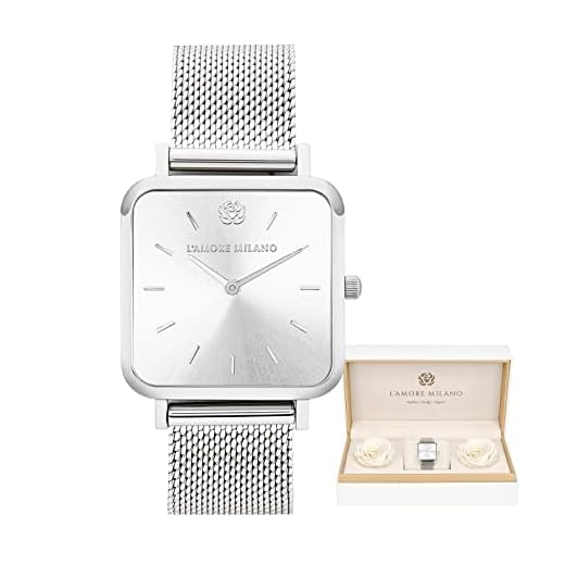 L'AMORE MILANO - Reloj Mujer en Caja Rosa - Regalos Originales para Mujer - Reloj analógico Regalos para Mujer, Novias, Madres - Relojes de Mujer Elegantes en Plata