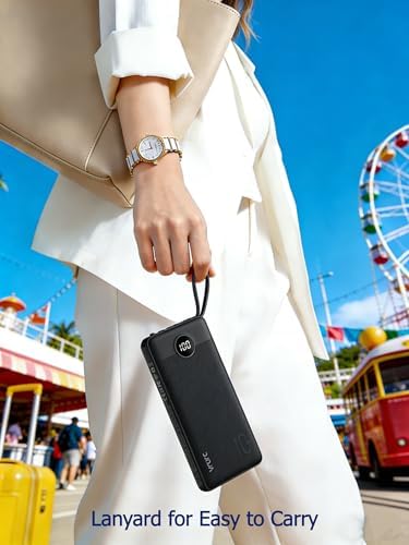 VRURC Portable Charger, Slim Power Bank Built-in 4 Cables, Travel Essential view 2