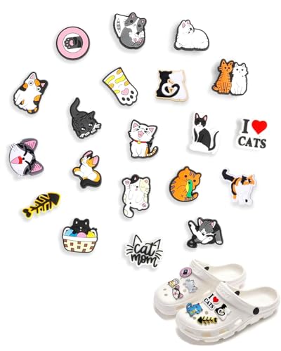 CULEB 20 Piezas Shoe Charms Zapatos Adornos PVC para Crocs,Forma de Pata Gato Dibujos Animados,Decoración de Zapatos Tipo Zueco para Niños Adultos DIY Regalo,Regalos Fiesta Cumpleaños